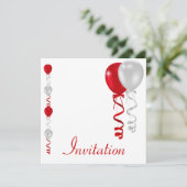 Red Silver White Balloons Special Event Kaart (Staand voorkant)