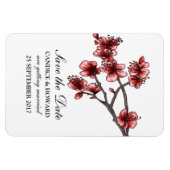Red Simple Cherry Blossom bespaart de datum Magneet (Horizontaal)