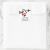 Red Simple Cherry Blossom bespaart de datum Vierkante Sticker (Tas)