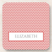 Red Simple Chevron Beverage Coaster Bier Onderzetter (Voorkant)