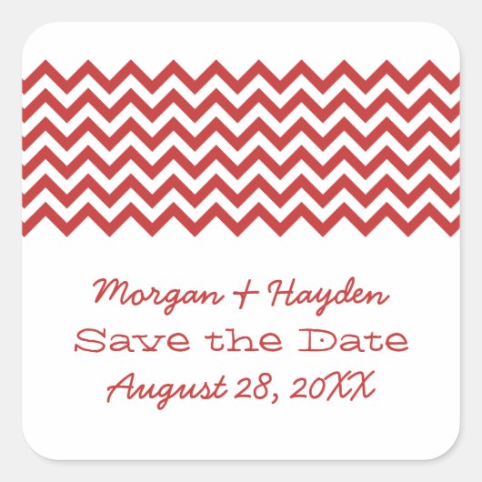 Red Simple Chevron slaat de Sticker Datum op (Voorkant)