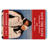 Red Simple Chic Photo Save the Date Magnet Magneet (Horizontaal)