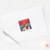 Red Simple Chic Photo Save the Date Stickers (Enveloppe)