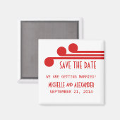 Red Simple Deco Chic Save the Date Magnet Magneet (Voorkant / Achterkant)