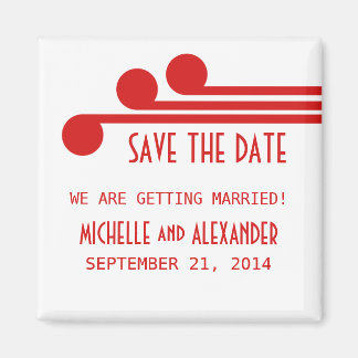 Red Simple Deco Chic Save the Date Magnet Magneet