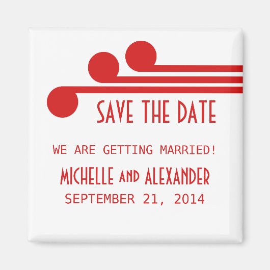 Red Simple Deco Chic Save the Date Magnet Magneet (Voorkant)