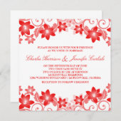 Red Simple Floral Wedding Invite Kaart (Voorkant / Achterkant)