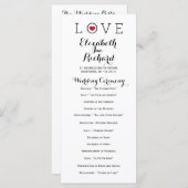 Red Simple Love Wedding Programmes (Devant / Derrière)