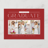 Red Simple Typography Photo Collage Afstuderen Briefkaart (Voorkant)