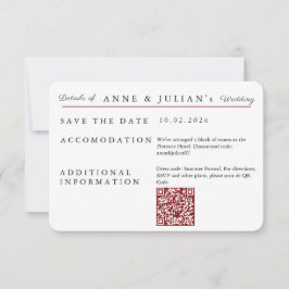 Red Simple Wedding Invitation Details Card RSVP Kaartje