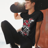Red Skeleton Riding Skateboard Cool Mannen T-shirt