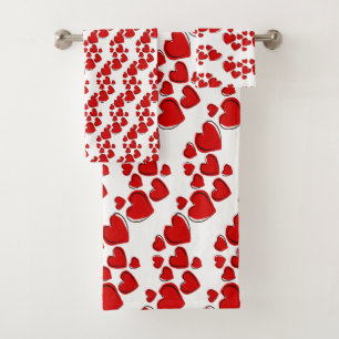 Red Sketchy Hearts Design Bath-handdoekset Bad Handdoek