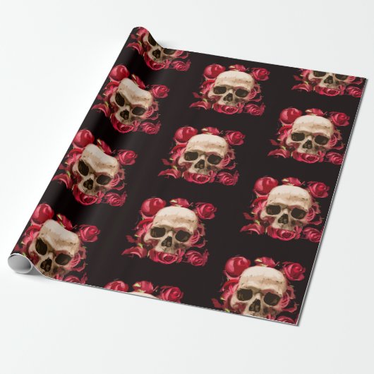 Red Skull en Gothic Black Cadeaupapier (Uitgerold)