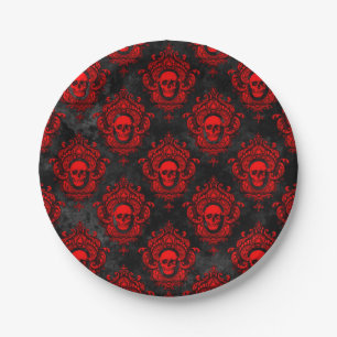Red Skull en Gothic Black Papieren Bordje