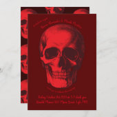Red Skull Gothic Wedding Invitation Kaart (Voorkant / Achterkant)