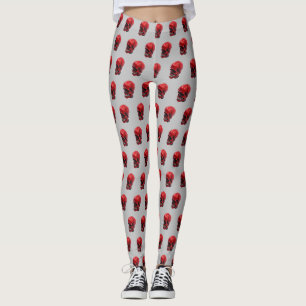 Red Skull Halloween Print Leggings