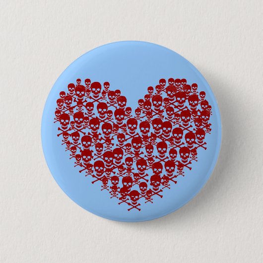 Red Skull Heart Pin Ronde Button 5,7 Cm (Voorkant)