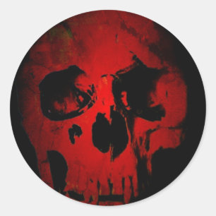 Red Skull Skeleton Fantasy Art Heavy Metal Ronde Sticker