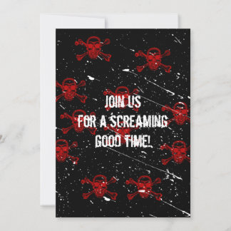 Red Skulls Gothic Halloween Invitation Kaart