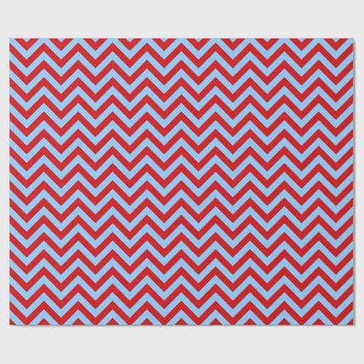 Red, Sky Blue Chevron ZigZag Pattern Cadeaupapier (Vlak)