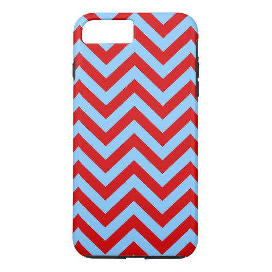 Red, Sky Blue Chevron ZigZag Pattern Case-Mate iPhone Case (Achterkant)
