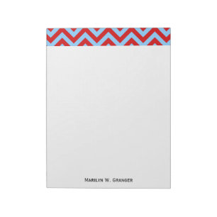 Red, Sky Blue Chevron ZigZag Pattern Notitieblok