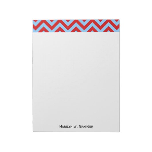 Red, Sky Blue Chevron ZigZag Pattern Notitieblok (Gedraaid)
