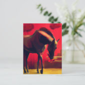 Red Sky Horse en Flowers Briefkaart (Staand voorkant)