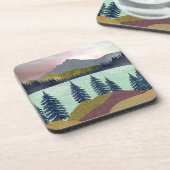 Red Sky Lake Landscape Bier Onderzetter (Linkerzijde)