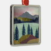 Red Sky Lake Landscape Metalen Ornament (Rechts)