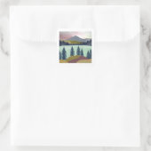 Red Sky Lake Landscape Vierkante Sticker (Tas)