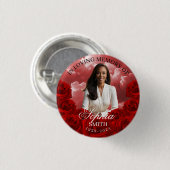 Red Sky Roses Funeral Memorial Button Keepsake (Voorkant /achterkant)