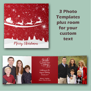 Red Sky Santa Sleigh Drie foto sjabloon