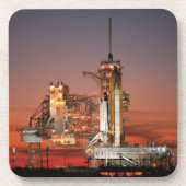 Red Sky voor Space Shuttle Atlantis Lancering Bier Onderzetter (Voorkant)