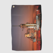 Red Sky voor Space Shuttle Atlantis Lancering Golfhanddoek (Voorkant)