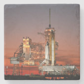 Red Sky voor Space Shuttle Atlantis Lancering Stenen Onderzetter (Voorkant)