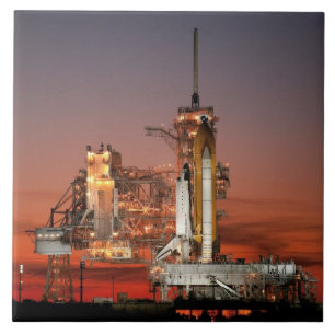 Red Sky voor Space Shuttle Atlantis Lancering Tegeltje