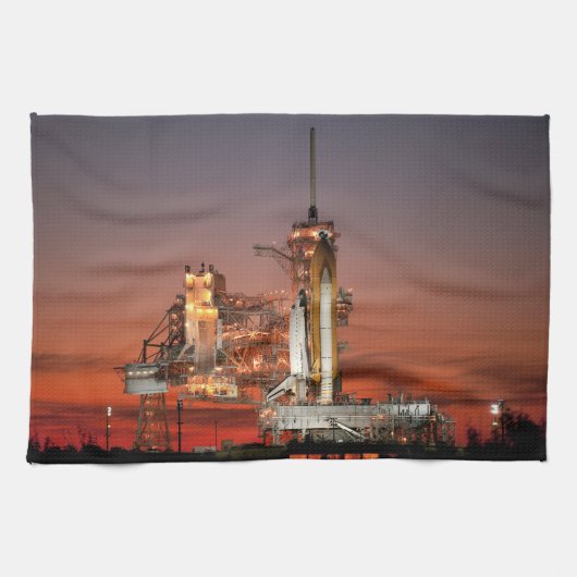 Red Sky voor Space Shuttle Atlantis Lancering Theedoek (Horizontaal)