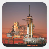 Red Sky voor Space Shuttle Atlantis Lancering Vierkante Sticker (Voorkant)
