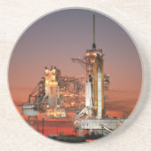 Red Sky voor Space Shuttle Atlantis Lancering Zandsteen Onderzetter (Voorkant)
