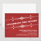 Red Slanted Chalkboard Invitation de fête de vacan (Devant / Derrière)