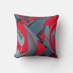 Red Slate Seafoam Lush Leaves Abstract Art Design Kussen