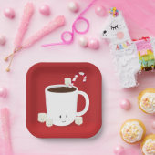 Red Smiling Hot Chocolate kerst Papieren Bordje (Feest)