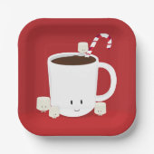 Red Smiling Hot Chocolate kerst Papieren Bordje (Voorkant)