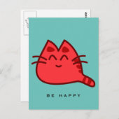 Red Smiling Kitty Cat Briefkaart (Voorkant / Achterkant)