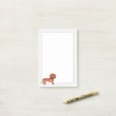 Red Smooth Coat Dachshund Cute Cartoon Dog & Paws Post-it® Notes (Op bureau)