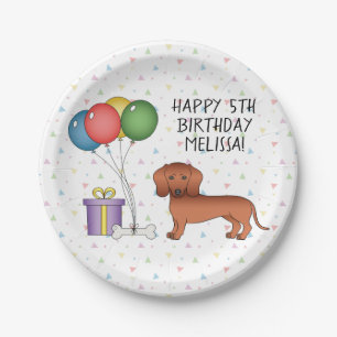 Red Smooth Coat Dachshund Dog Happy Birthday Papieren Bordje
