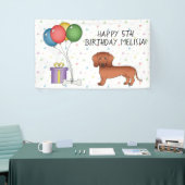 Red Smooth Coat Dachshund Dog Happy Birthday Spandoek (Beurs)