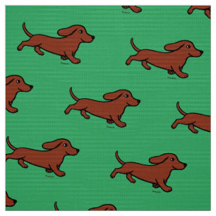 Red Smooth Dachshund die groen draait Stof