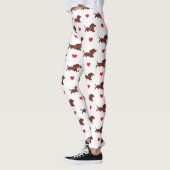 Red Smooth Dachshund Running Hearts Leggings (Links)
